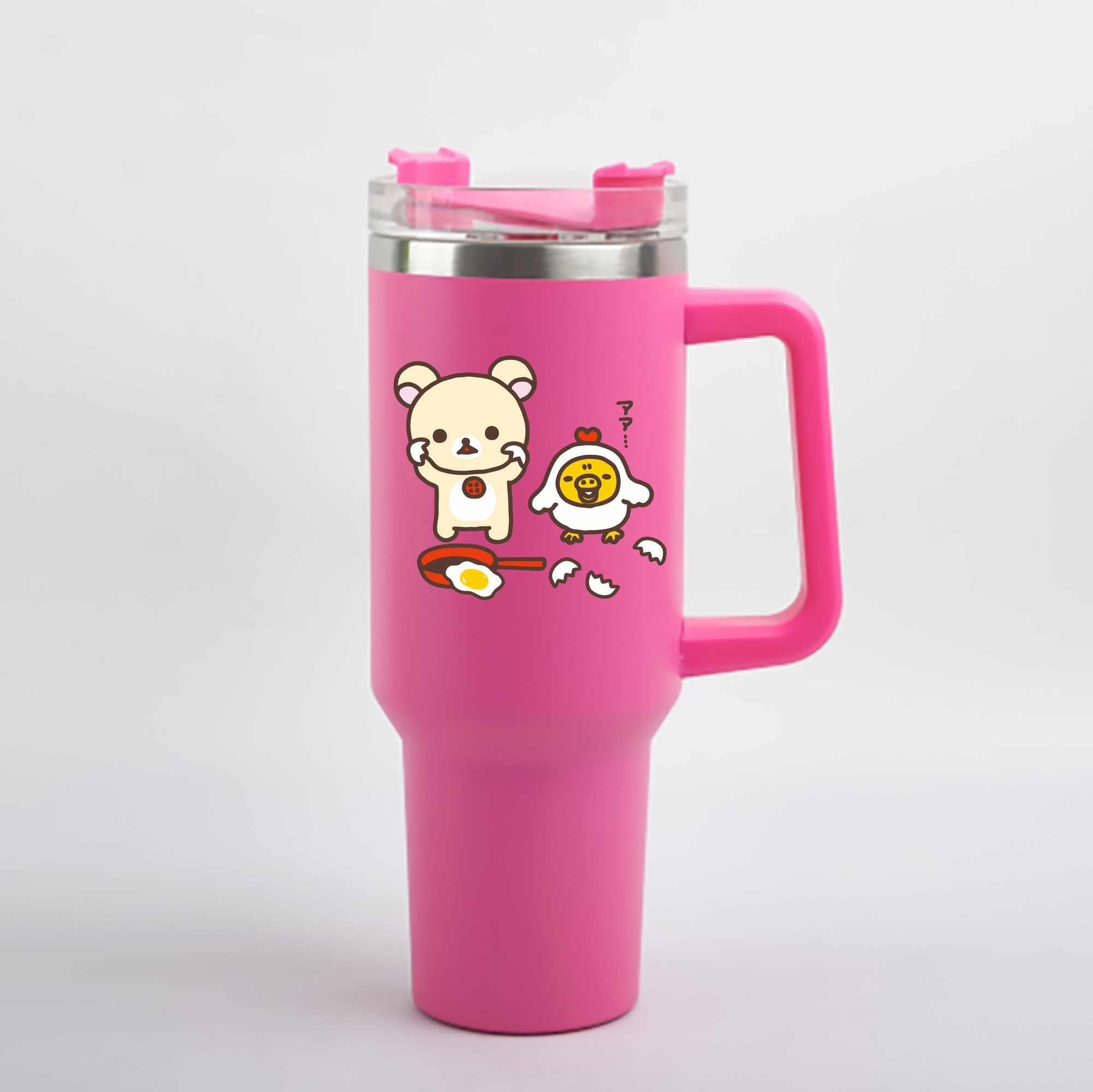 （画像用） リラックマ リラックマ キイロイトリ Rilakkuma Korilakkuma Kiiroitori 1200mL車用タンブラー - クリスタルステッカー（プラスチックストロー付き）
